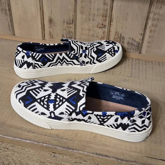 Toms Embroidered Slip On Sunset Stellar Blue Jacquard Womens Shoes Size 6.5 - Picture 7 of 10